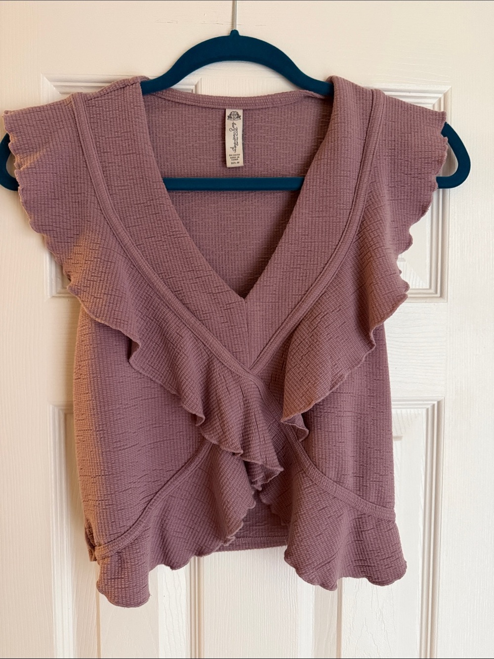 Ruffled V-Neck Sleeveless Top - Dusty Mauve